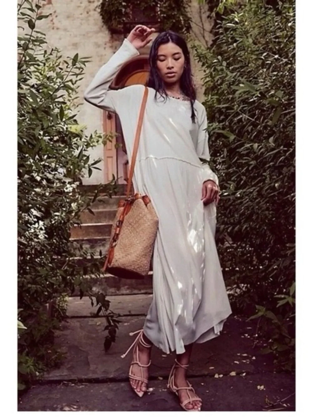 Free People Anytime Cotton Midi Dress in White